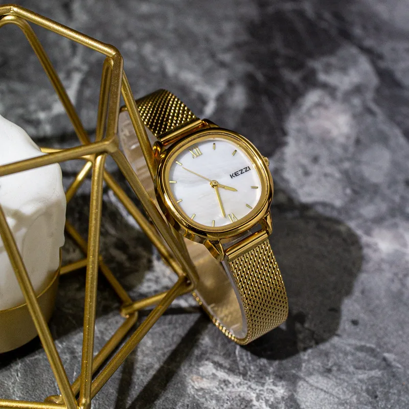 

New Minimalist And Stylish Korean-Style Mesh Strap Watch With Mother-Of-Pearl Dial, Small Women'S Watch, Women'S Jewelry.
