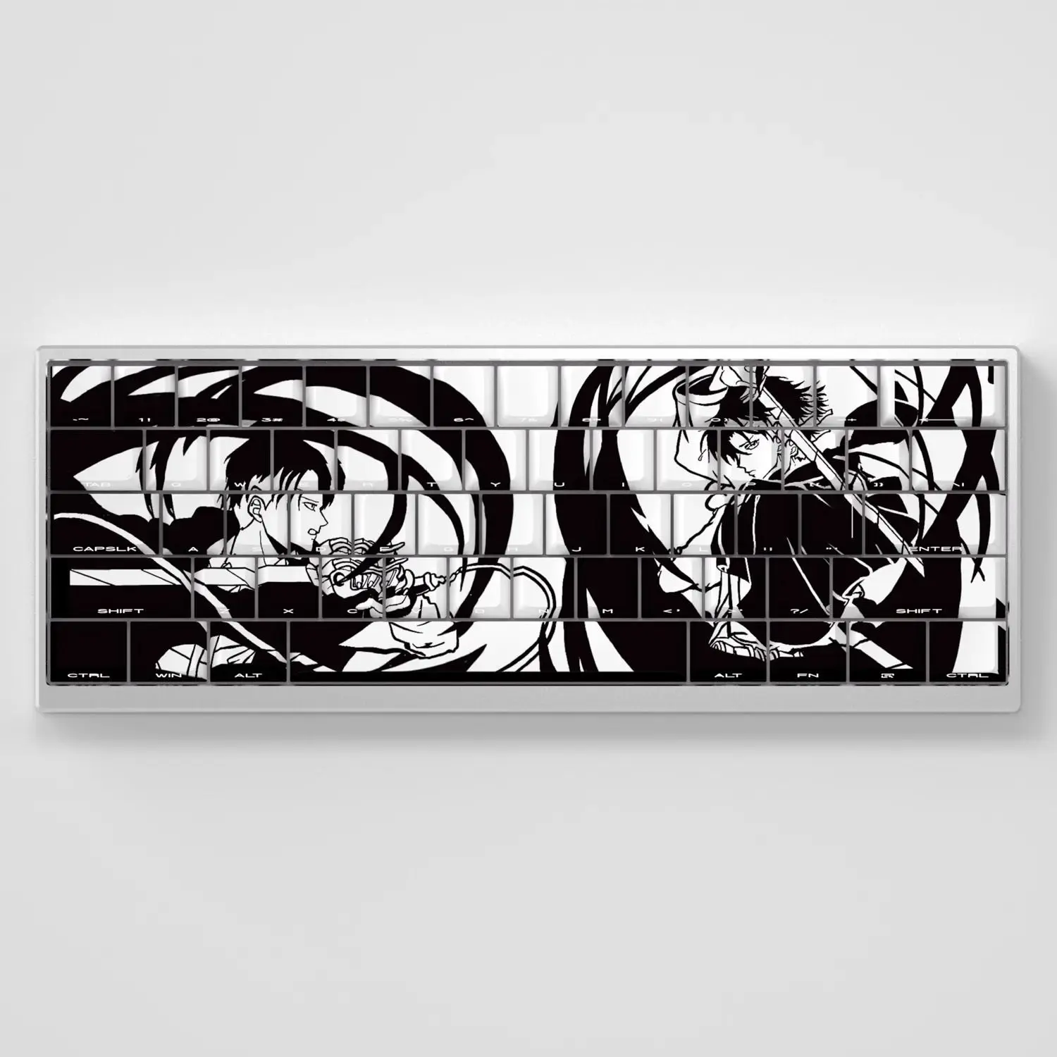 130 Keys Levi Ackerman Keycap Attack Giant Anime Cherry Side Engraved Transparent PBT Mechanical Keyboard Cap Mega Lion MAD60 68