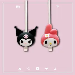 Sanrio HelloKitty Mymelody Kuromi Purin Cinnamoroll MaruData Cable protector manga Anti-rotura Apple Android Cable de carga