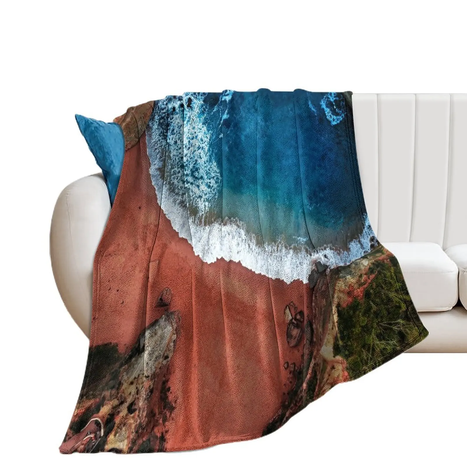 Australian Beach Aerial Fine Art Photo Throw Blanket Soft Big Bed linens cosplay anime Blankets