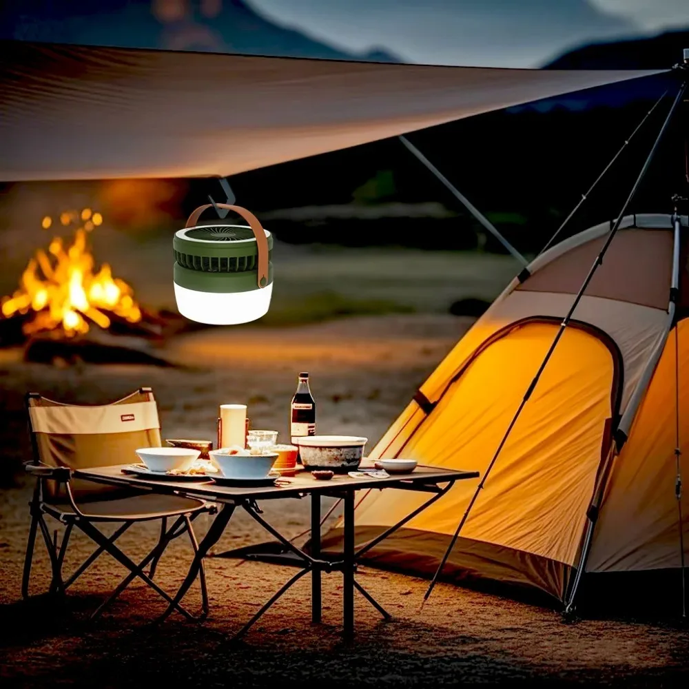 فانوس محمول يعمل بالطاقة الشمسية 2 في 1 مع مروحة - ضوء قابل للطي وقابل لإعادة الشحن للتخييم والتنزه والخيام والبقاء في الهواء الطلق #5