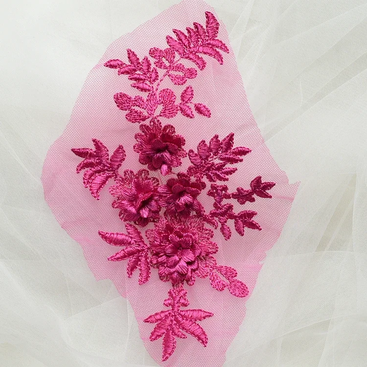 Handmade Beads 3D Wedding Dress Applique, DIY Bridal Headdress, Ivory White Lace Collar, Lace Fabric Patch, RS1167, 10Pcs