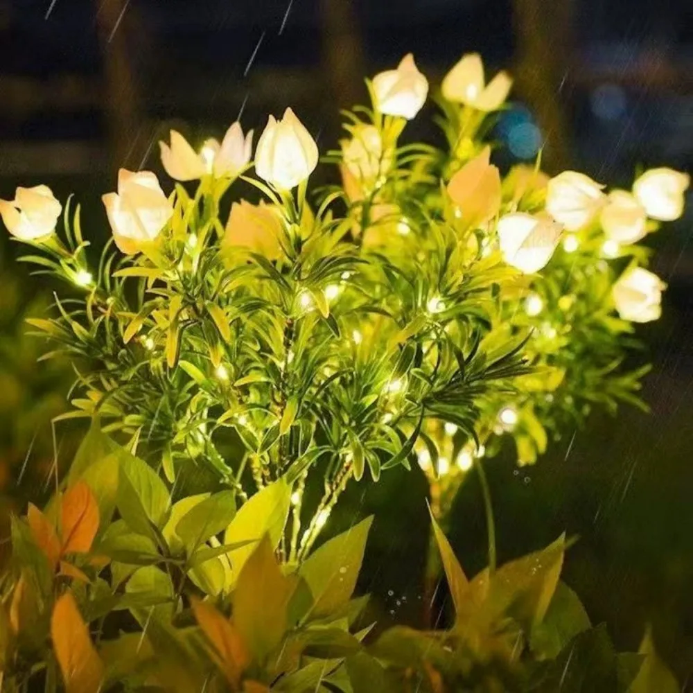 1PC Solar Gardenia Flower Lights, Waterproof LED Stake Lamp, Outdoor Courtyard Garden Decor, Lawn Pathway Landscape Lighting