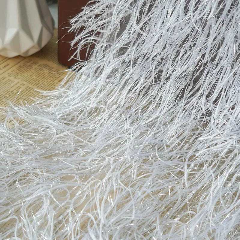 Elegant fashion fringed gold silver silk fabric for dress decoration fabric handmade DIY accessories by meter