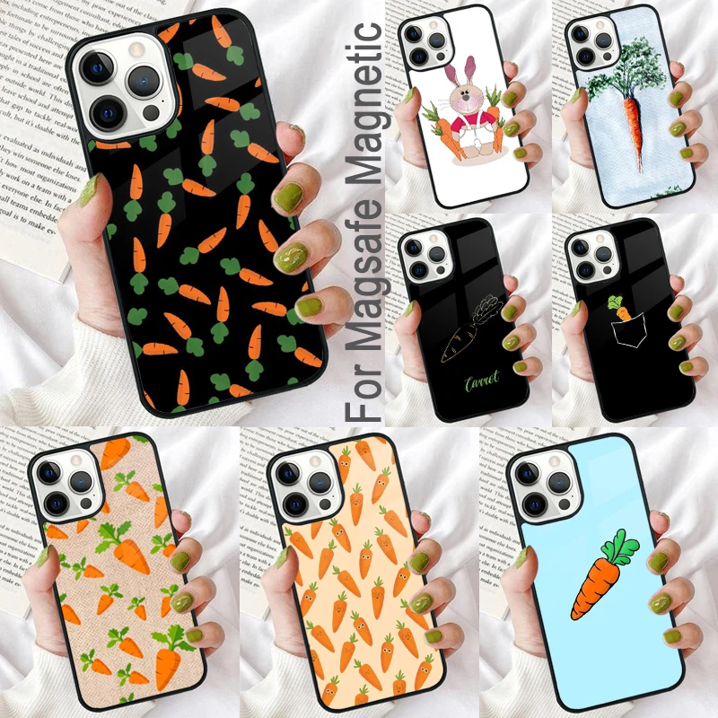 Carrot Vegetable Food Magnetic Soft Phone Case for iPhone 16 Promax 15 Pro 13 14 Plus 11 12 Mini MagSafe Coque