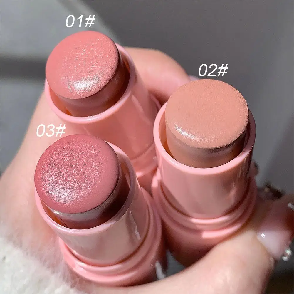 Colorete en barra suave mate, herramienta Facial dulce Natural de baja saturación, colorete brillante de larga duración, maquillaje en barra resistente al agua A1C0