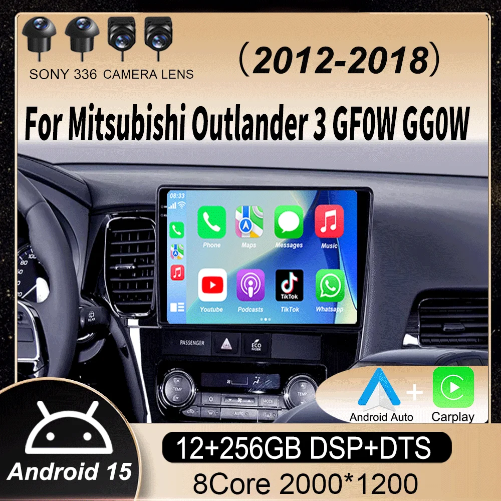 

Видеоплеер Android15, автомобильное радио Carplay для Mitsubishi Outlander 3 GF0W GG0W 2012-2018, мультимедийное стерео головное устройство 2din