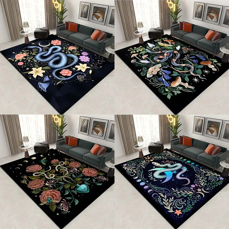 Snake Moon Tarot Card Witchcraft Pattern Bedroom Floor Mat Decoration Home Living Room Floor Mat