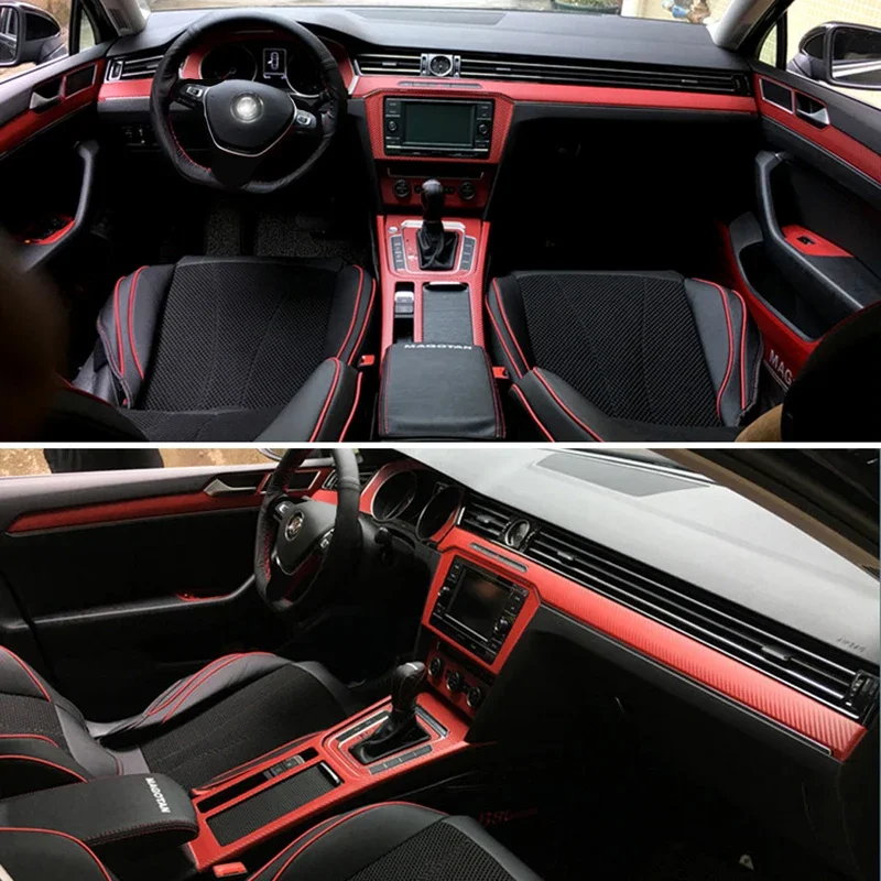 Car-Styling 5D Carbon Fiber Car Interior Center Console Color Change Molding Stickers Decals For Volkswagen Passat B8 2017-2019