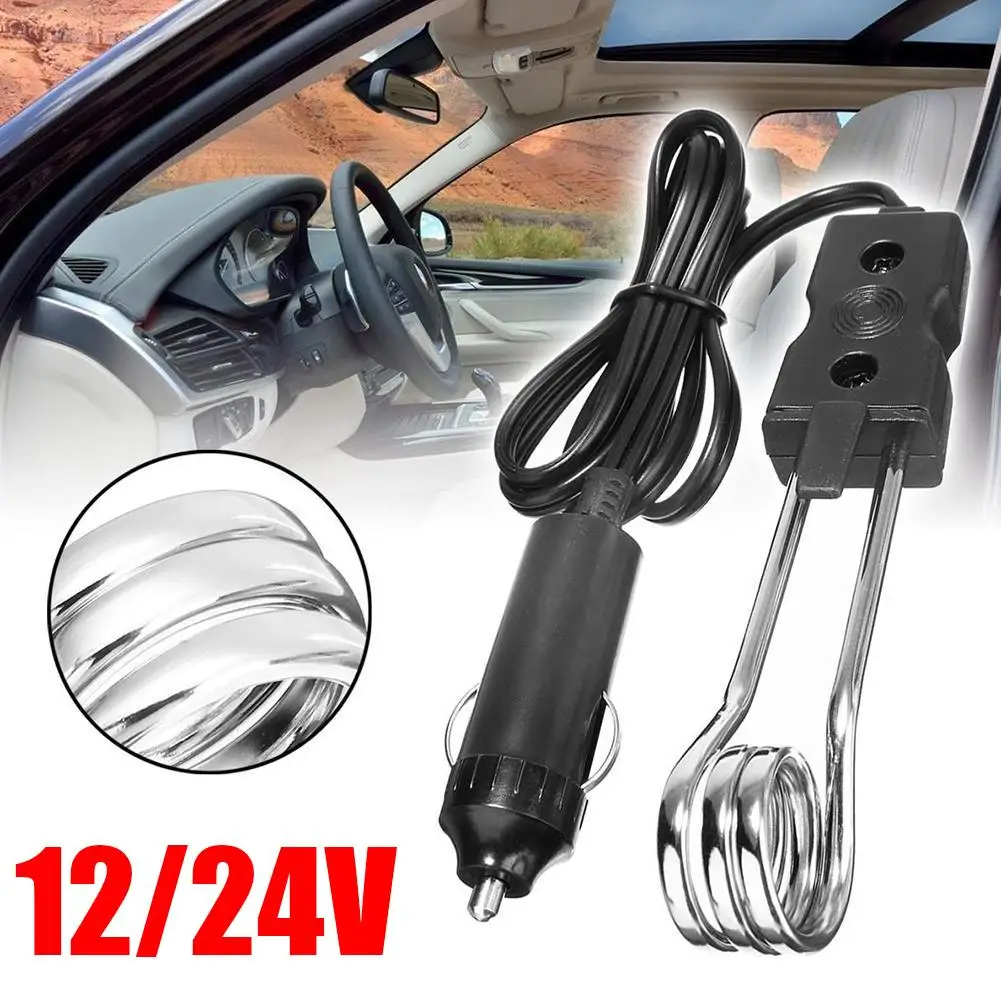 12V24V Car Immersion Heater Safe Warmer Electric Boiler Up Heats Fast Heater Hot Stick Portable Universal Tea Coffee Water S8D8