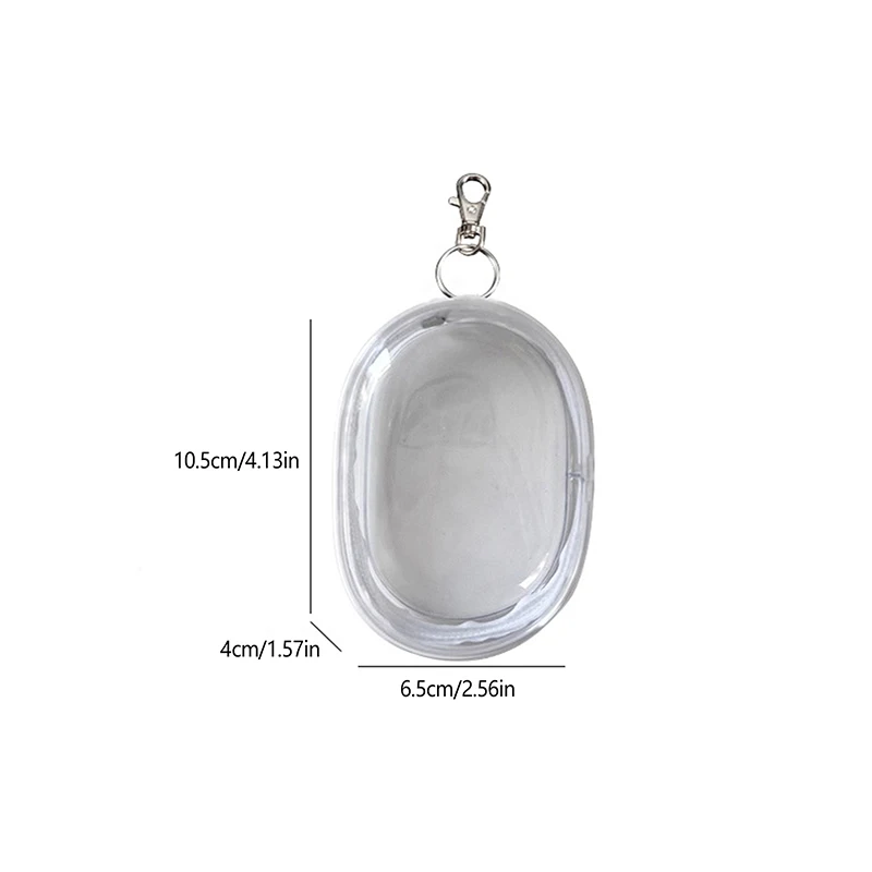 Black White Oval PVC Transparent Cosmetic Bag Organizer Doll Display Bag Portable Earphone Coin Data Cable Charger Storage Pouch