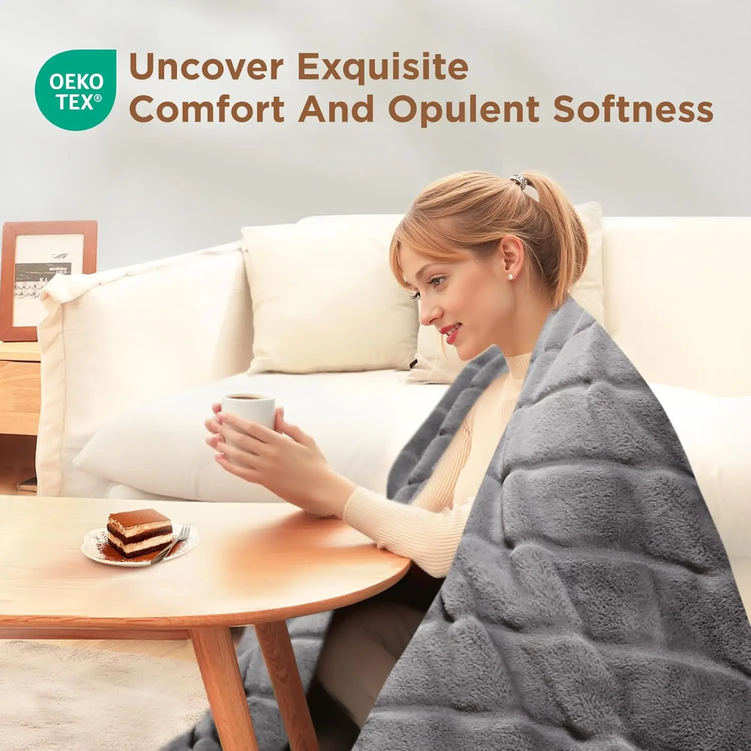 Cobertor de pele sintética para sofá, 90 x 90 polegadas, presente cinza macio e aconchegante