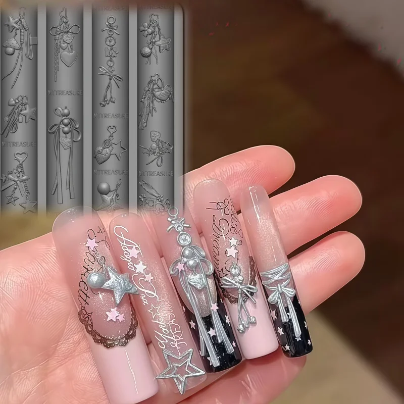 Moule porte-clés pour nail art, papillon, nœud papillon, en silicone transparent, décorations pour nail art, petits accessoires créatifs et artistiques