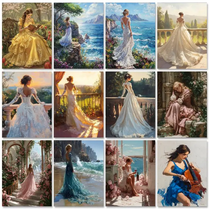 

GATYZTORY Paint By Number Adult Kit Abstract Girl Woman Portrait Back View Drawing Canvas Acrylic Frame Diy Set Kit Art Supplies