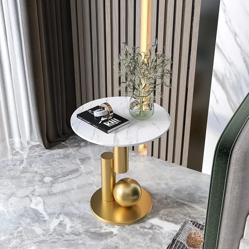 Living room sofa side table balcony small round table Internet celebrity bedside cabinet creative rock slab small side table
