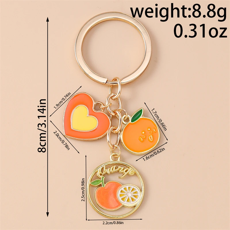 Niedliche Frucht-Schlüsselanhänger: Emaille-Apfel, Erdbeere, Wassermelone, Herz-Anhänger für Frauen und Männer, Auto-Schlüssel, Handtaschen-Schlüsselketten, DIY-Geschenk – Detail 3