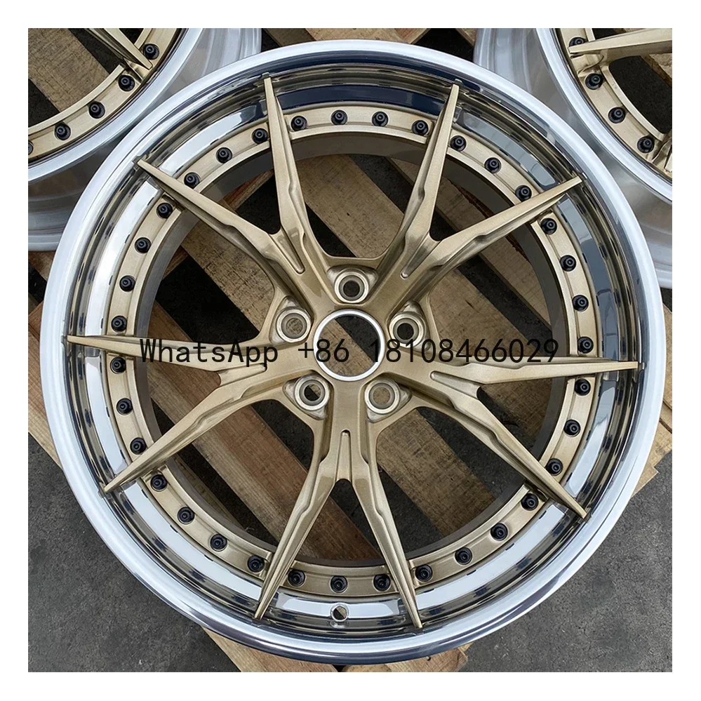 GVICHN 2 piece alloy wheel 20 21 22 inch brushed bronze racing car wheels custom 5x112 5x120 5x114.3 forged passenger car wheels