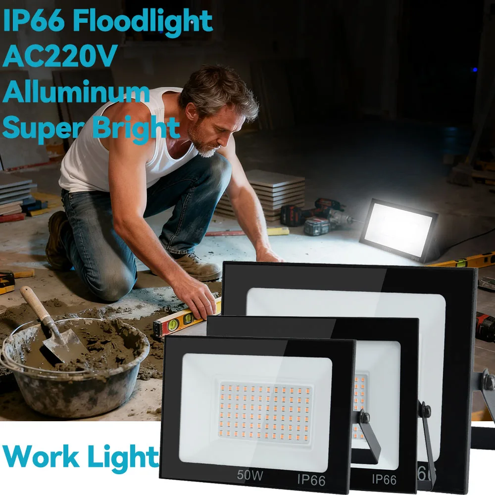 Image of Arbeit Licht Outdoor IP66 Flutlicht LED Tragbare Super Helle AC220V Licht Aluminium Wärmeableitung Fall Für Garten Hohe Wand