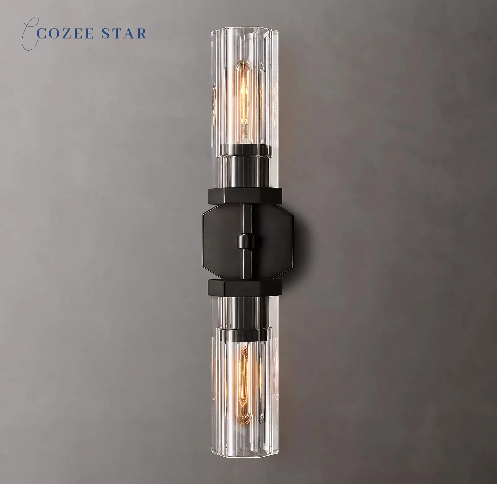 Lambeth Hexagonal Linear Sconce Modern Retro LED Glass Brass Chrome Black Wall Lamps Lustre Bedroom Living Room Indoor Lighting