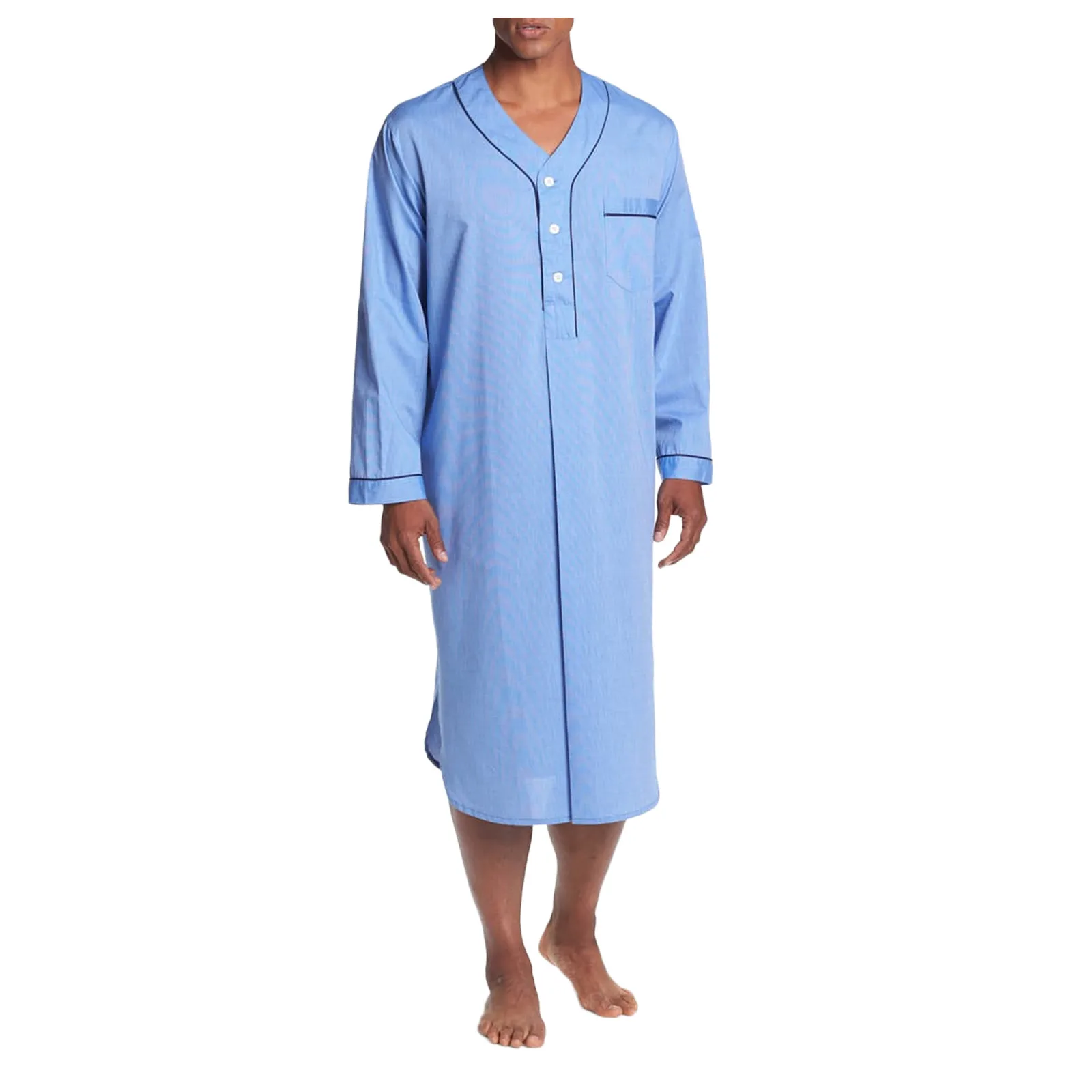 Loose Muslim Robe Long-sleeved Color Nightgown Men\'s Solid Fashion Men\'s blouse Mens Dress Shirts Extra Long