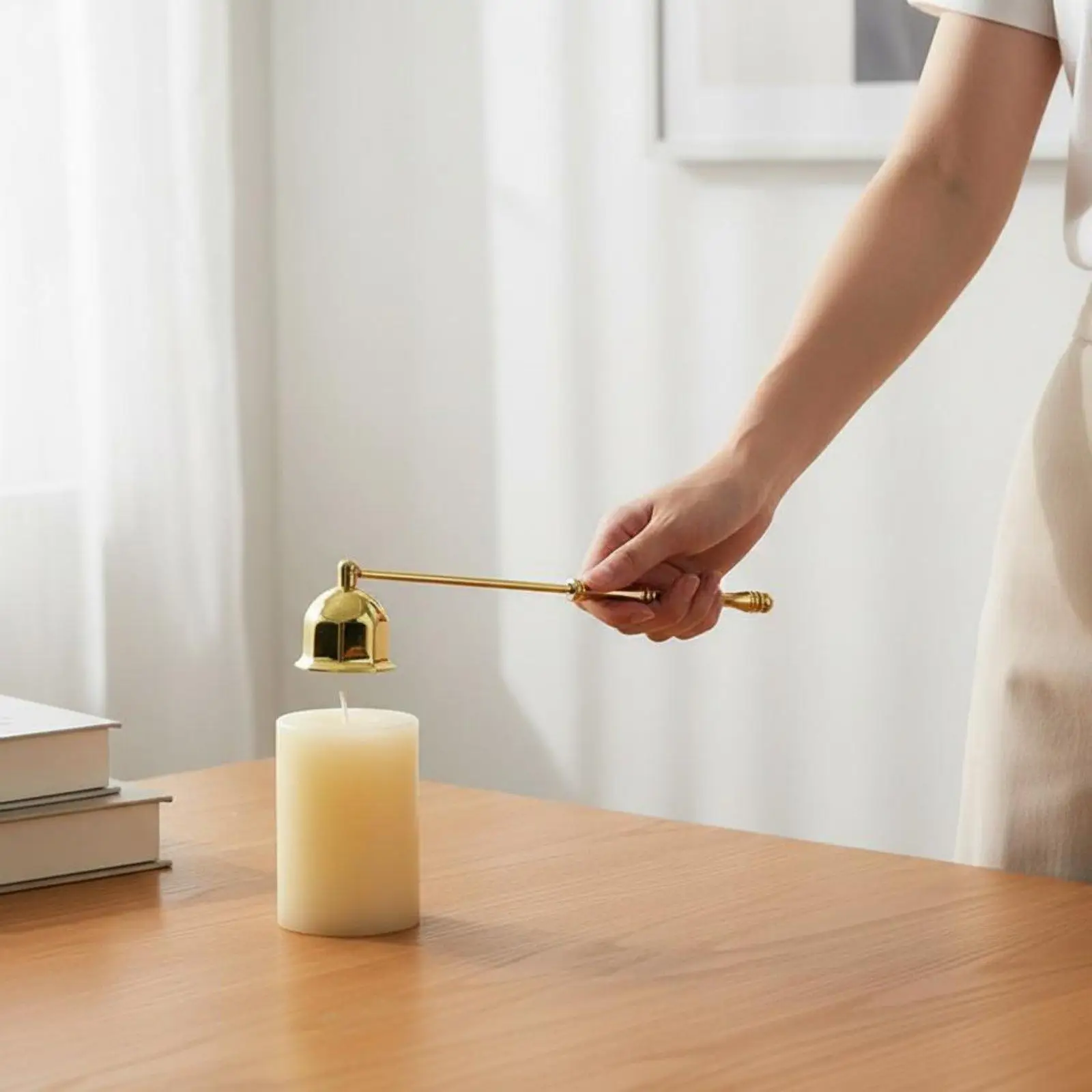 Octagonal Flame Electroplated Finish Candle Stainless Steel Bell Candle Wick Smother for Enthusiasts, Meditation Studio