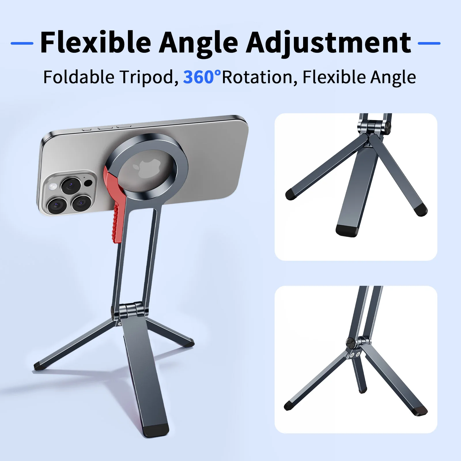 Eary Portable Magnetic Selfie Stick Tripod 360° Rotation Phone Holder Stand Foldable Small Size for Video Recording Vlog Travel