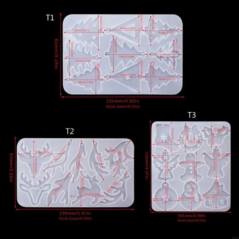 Y88Aイヤリングペンダントシリコーンカビdiyクリスマスペンダントクリスタルエポキシ樹脂ジュエリーカビを作成した手作りのキーチェーン型