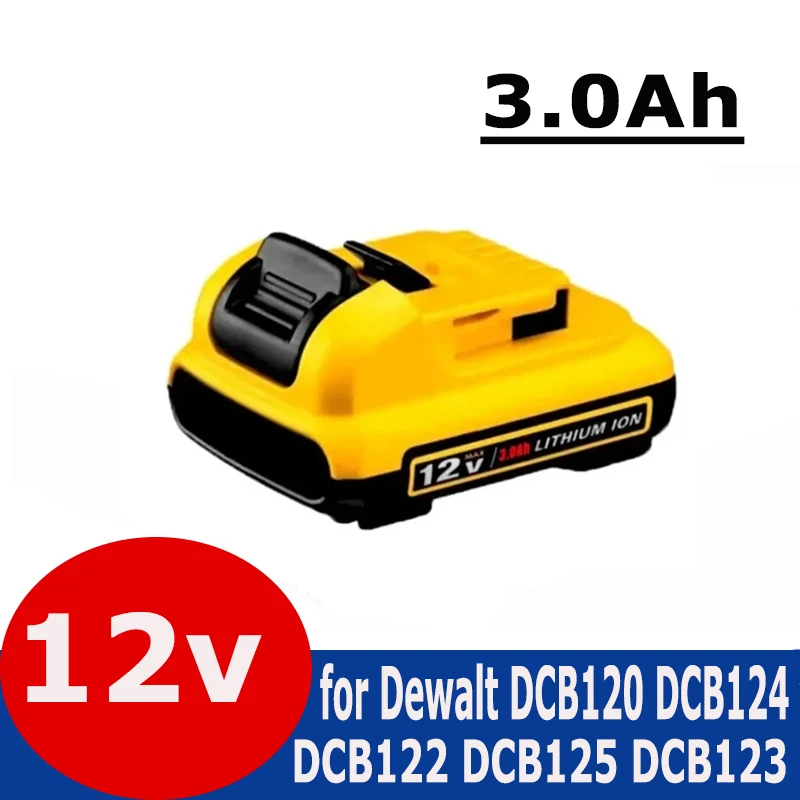 3000mAh 12V Volt Max Lithium Ion Battery Replacement for DeWalt DCB120 DCB123 DCB122 DCB127 DCB124 DCB121 Rechargeable Batteries