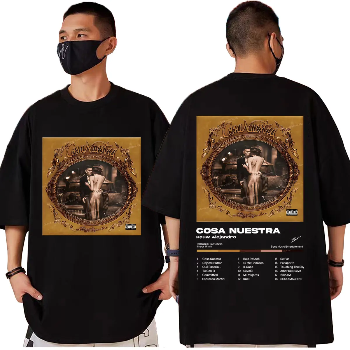 

Rauw Alejandro Cosa Nuestra Album Poster Graphic T Shirts Hip Hop Vintage Short Sleeve T-shirt Men Women Casual Fashion T-shirts