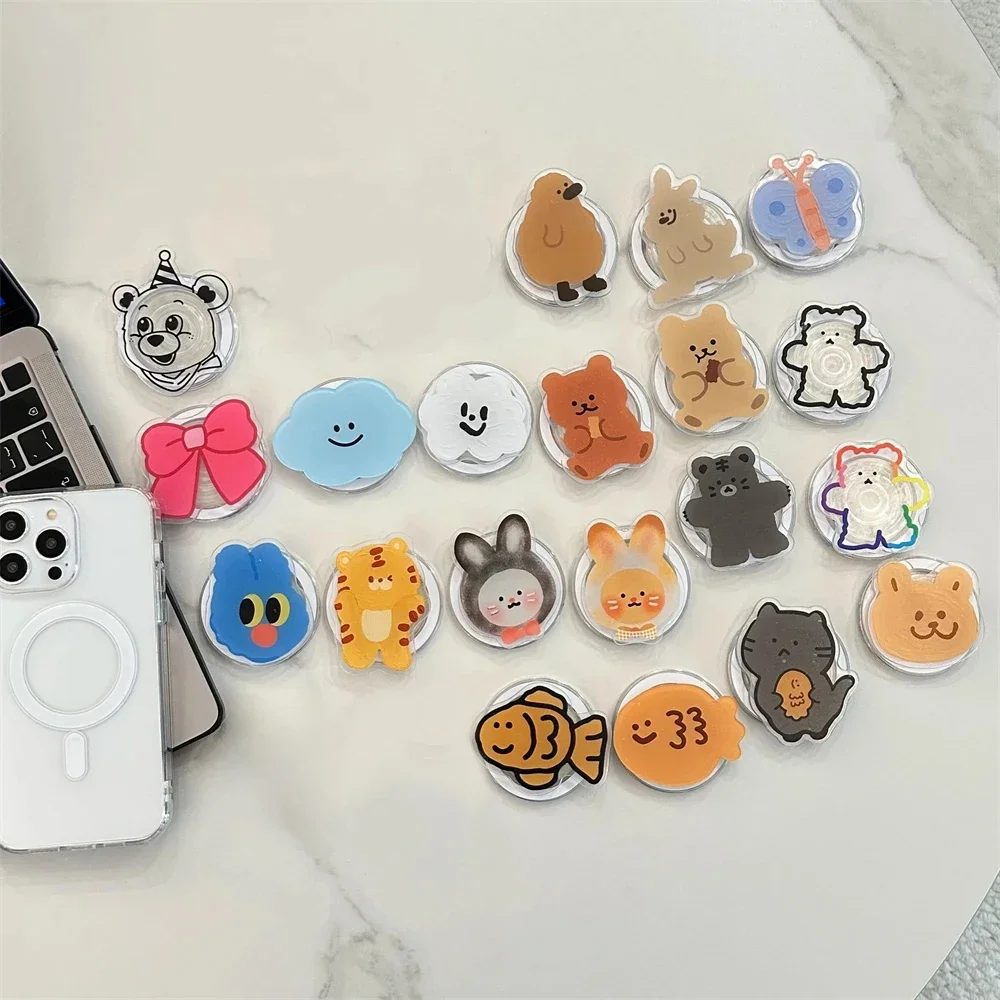 Korean Cute Cartoon Koala Bear Magnetic Attraction Phone Grip Tok Griptok Phone Holder for IPhone 15 14 Phone Pro Max Stand Hold