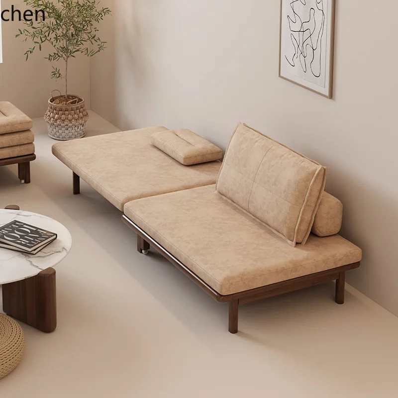

YXY single solid wood sofa bed folding small apartment home study telescopic sitting and lying dual-purpose leisure
