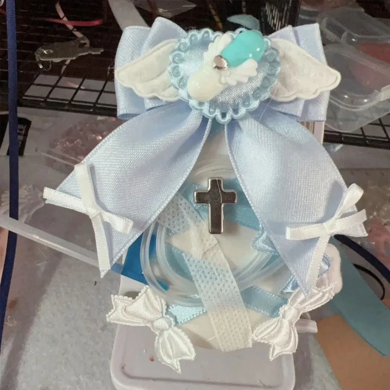 Handmade Medical Style Cute Capsules Box Cross Wings Heart Style Bow Storage Box Y2K Girl Sweet Portable Cosplay Accessorie