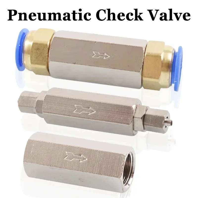 5pcs Brass Pneumatic Check Valve 6mm 8mm 10mm 12mm 1/4 OD Hose Full Port One Way Non-return Valve For Air Compressor