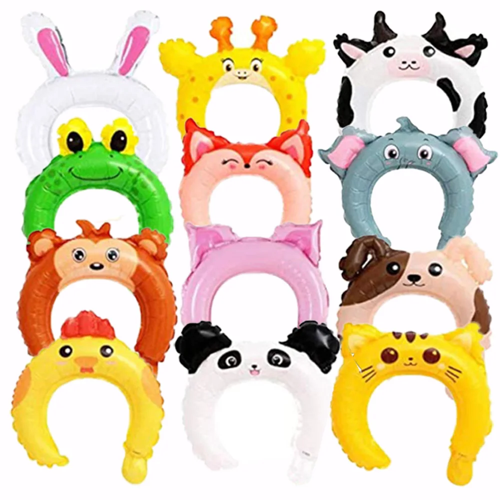 

24Pcs/Set Radom Color Headband Balloons Farm Animal Balloon Zenon Birthday Farm Cow Chick Giraffe Monkey Fox