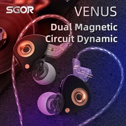 SGOR VENUS-Écouteurs intra-auriculaires filaires avec micro, meilleurs écouteurs HIFI, musique Super Bass, pilotes dynamiques, sport, moniteur IEM