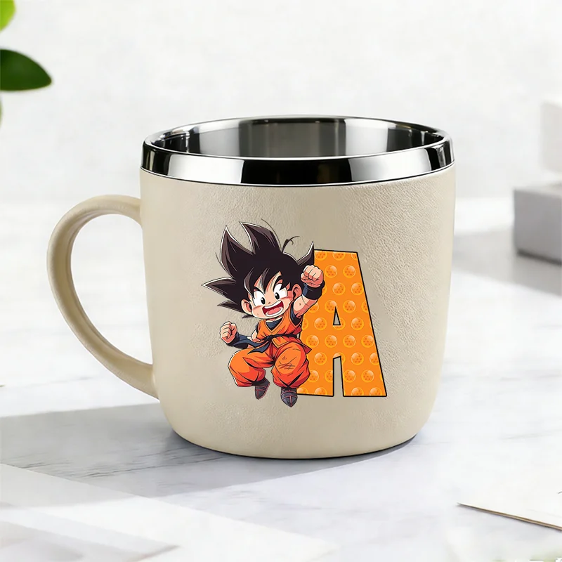 Dragon Ball 304 Stainless Steel Water Bottle 26 Letter Toothbrush Cups Simple Kawaii Anime Orange Water Cup Kids Birthday Gift
