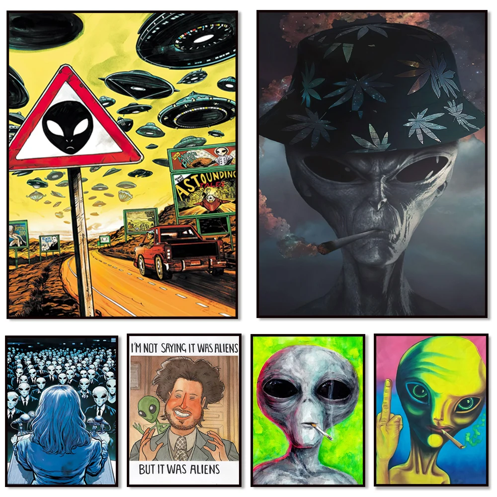 Affiche extraterrestre, art mural extraterrestre, art mural de l'espace, affiche de l'espace, art de l'affiche extraterrestre