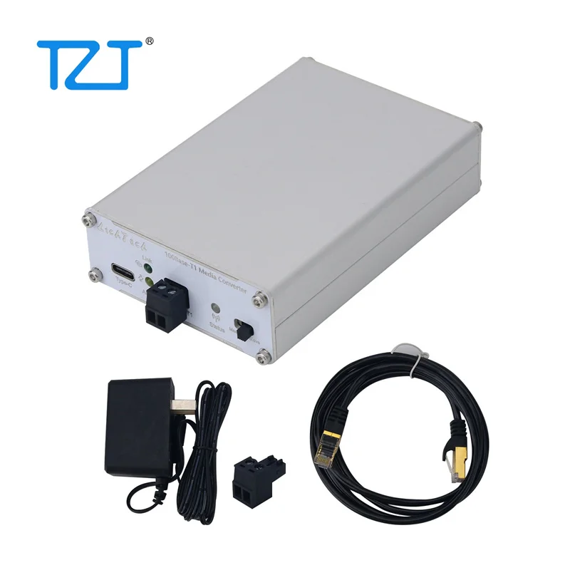 Convertitore multimediale TZT LichTech 100Base-T1/100/1000 Base-T1 Convertitore Ethernet automobilistico 100 Mbps con indicatore luminoso di stato