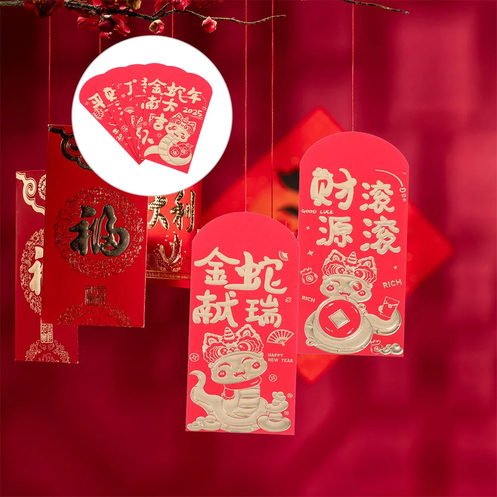 

24 шт. красные конверты «Год змеи» 2025 китайский Новый год счастливые денежные пакеты весенний фестиваль Хун Бао для свадьбы, дня рождения