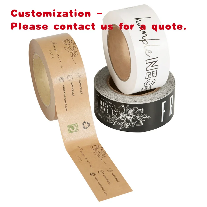 

custom.Custom Printed Eco-Kraft Paper Packing Tape Roll Brown Gummed Activated/BOPP Self Reinforced Hot Melt Eco-Frie