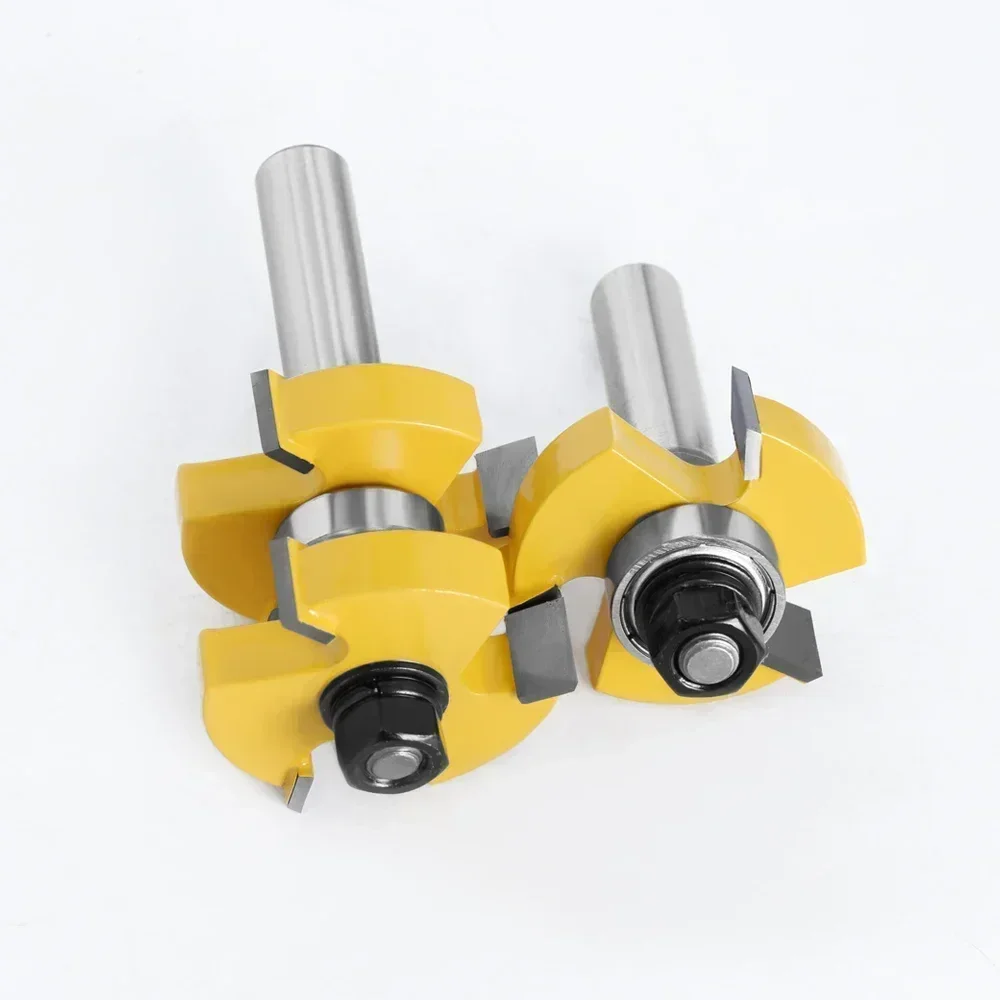 2pcs 12mm 1/2 Inch Shank Tongue & Groove Router Bits Set Stock 1-1/2 Tenon Milling Cutter for Wood Woodworking Tools Bit