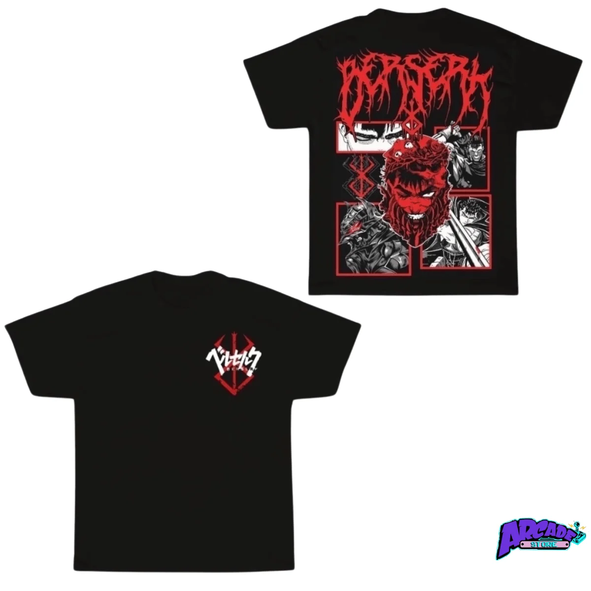 Berserk الأسود المبارز الجرافيك تي شيرت الرجال النساء المتضخم Y2k Harajuku خمر القطن الشارع الشهير قصيرة الأكمام الملابس النسائية #3