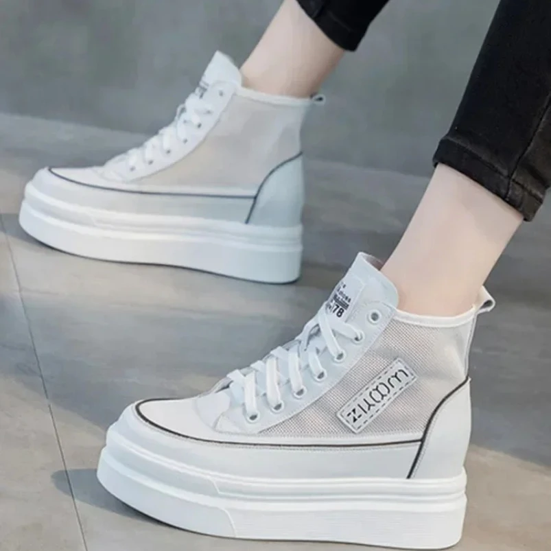 

Женские ботильоны из натуральной кожи 2025 года, кроссовки на танкетке, весенне-осенне-летние ботинки, обувь