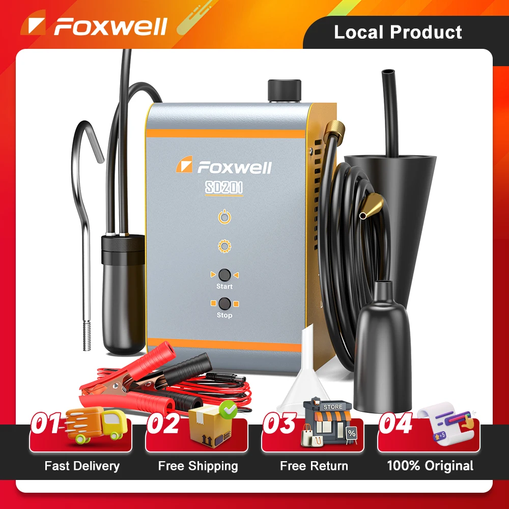 FOXWELL SD201 آلة لصنع الدخان للسيارات كاشف تسرب المدمج في مضخة هواء EVAP تسرب الغاز تسرب محدد مولد أنابيب النفط