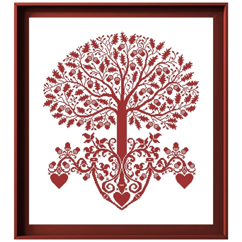 Love tree cross stitch package acorn simple 18ct 14ct 11ct white fabric cotton silk thread embroidery DIY handmade needlework