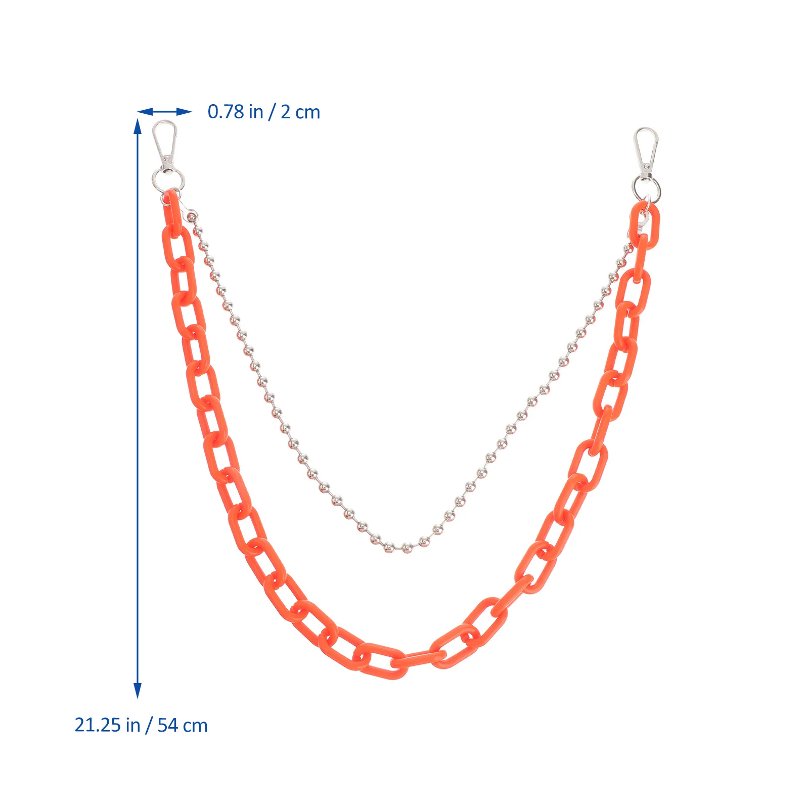 Geometric Body Chain Orange Acrylic Iron Lightweight Durable Smooth Beads Electroplated Metal Waist Chain For