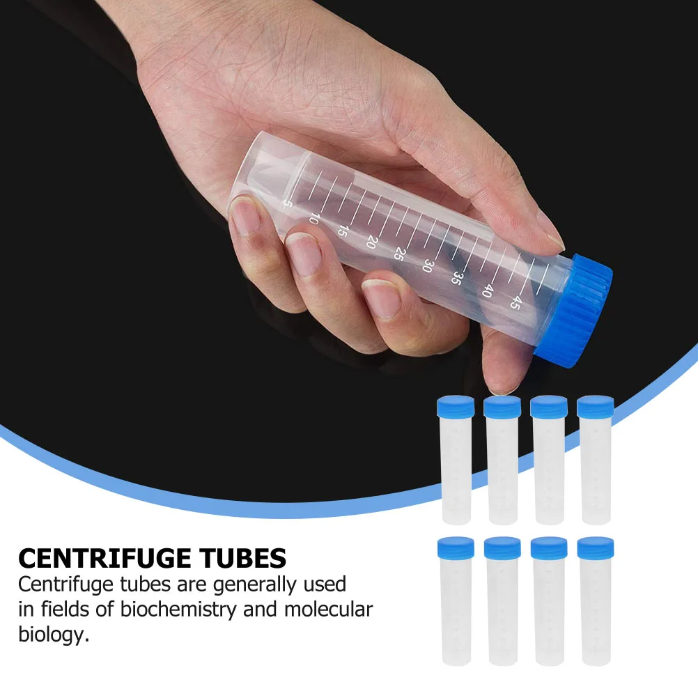 

50pcs 50ml Tubes High Quality Plastic Transparent Screw Cap Vials Laboratory Test Experiments Samples Biochemistry