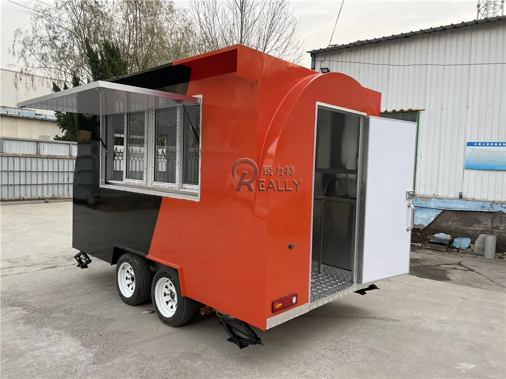 ตู้ฮอตดอกสำหรับใส่ไอศครีมรถลากสำหรับทำอาหารบาร์บีคิวพิซซ่าเบอร์เกอร์ไอศกรีมกาแฟสั่งทำได้