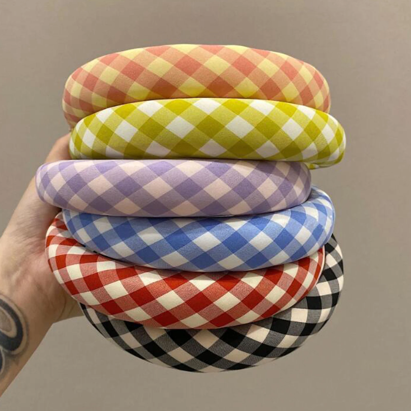 

PROLY New Fashion Women's Hair Accessories Classic Plaid Hairband Casual Spongy Turban Adult Hair Hoop Wholesale