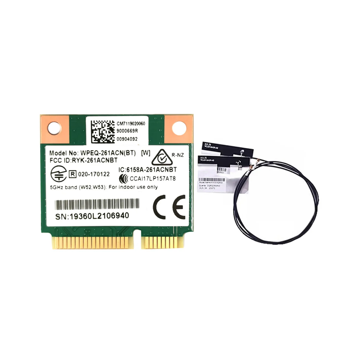 QCA6174 WPEQ-261ACN(BT) WIFI Card+2XAntenna 802.11AC 867M QCA6174 Bluetooth 4.2 WIFI 5 Mini PCIe Card